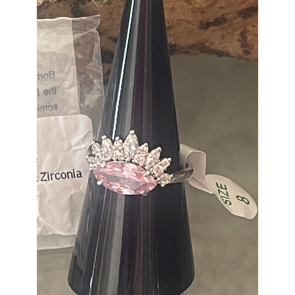 Bomb Party Ring 'Completely In Love' RBP8190 Size 8 Rose Quartz Cubic Zirconia